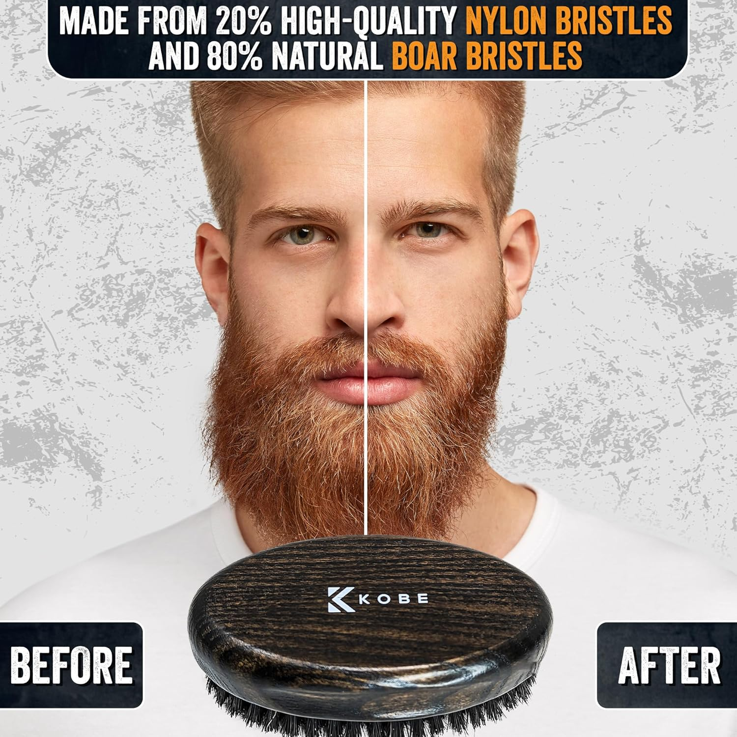 Kobe Palm Men'S Dark Wood Oval Military Hair Brush - Hand Sized Grooming Tool with Natural Boar and Nylon Mix Bristles for Hair and Beard image number 4