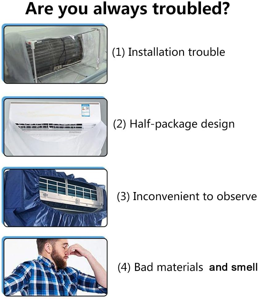 Universal AC Waterproof Cleaning Cover Dust Washing Clean Protector Bib Bag, Wall Mounted Air Conditioner Wash Hood, Adjustable & Fits Any Size of Split Air Conditioning System Cleaning Tool image number 2