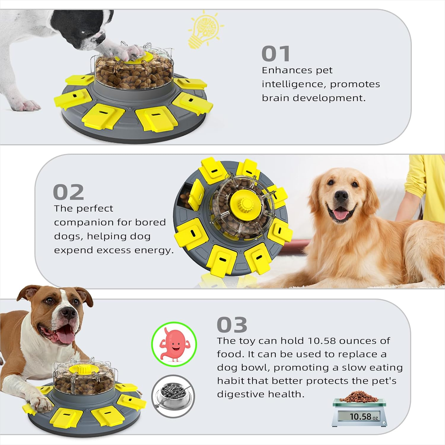 KADTC Level 2 in 1 Dog Spinning Puzzle Toys for Small/Medium/Larger Dogs Adjustable Treat Dispensing Food Puzzles Slow Feeder Brain Stimulating Puppy Mental Stimulation Enrichment Interactive Games image number 4