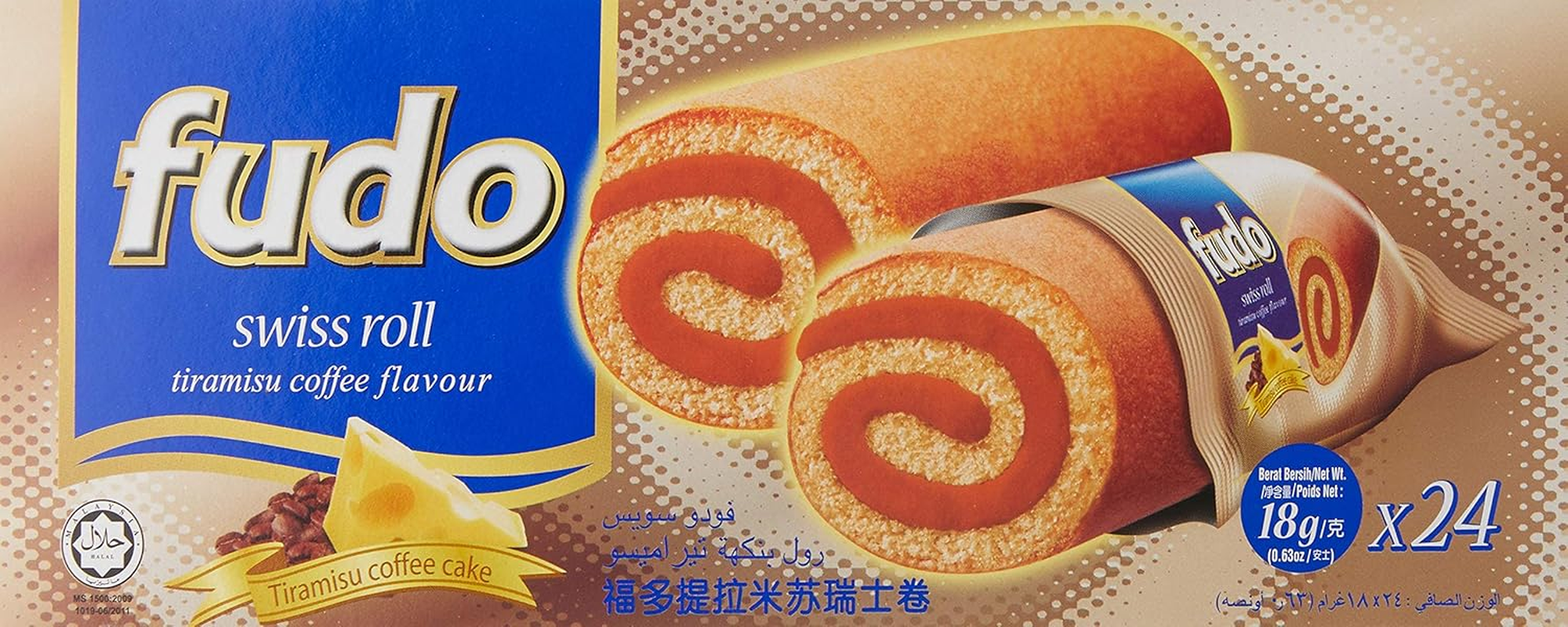 Oriental Fudo Swiss Roll Tiramisu Coffee Flavour, 24 X 18G image number 1