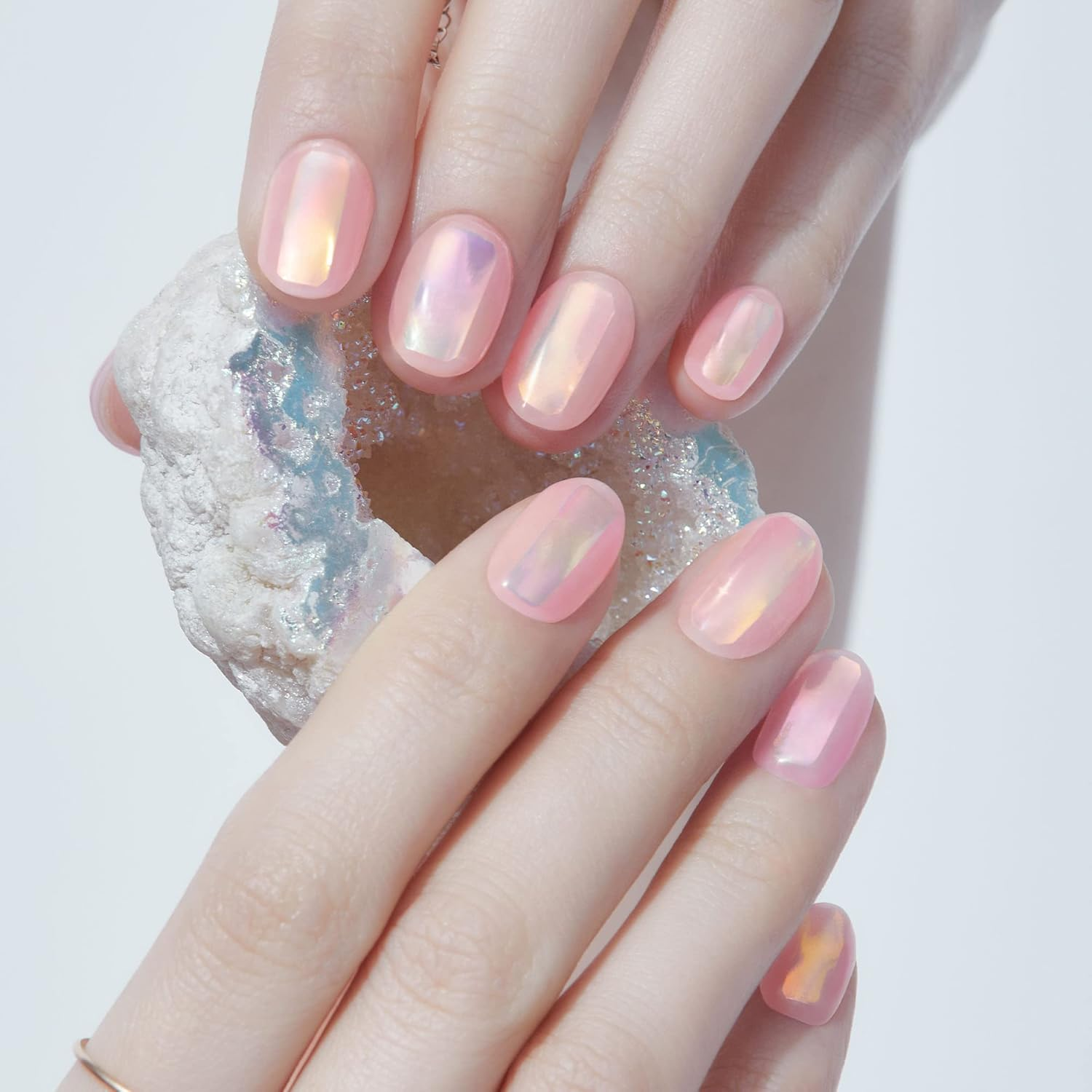 Dashing Diva Glaze Nail Strips - Pink Dew | Works with Any LED Nail Lamp | Long Lasting, Chip Resistant, Semicured Gel Nail Strips | Contains 34 Salon Quality Nail Wraps, 1 Prep Pad, 1 Nail File image number 1