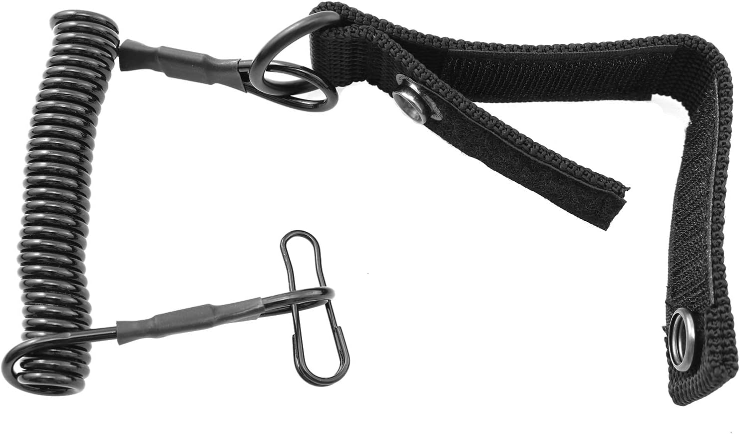 TAODAN Tactical Anti-Lost Elastic Lanyard Black Spiral Cable Coil Style Secure Spring Lanyard, Safety Strap Rope for Key Ring Chain Flashlight Hunting Accessories, Military Spring Rope, Black image number 4