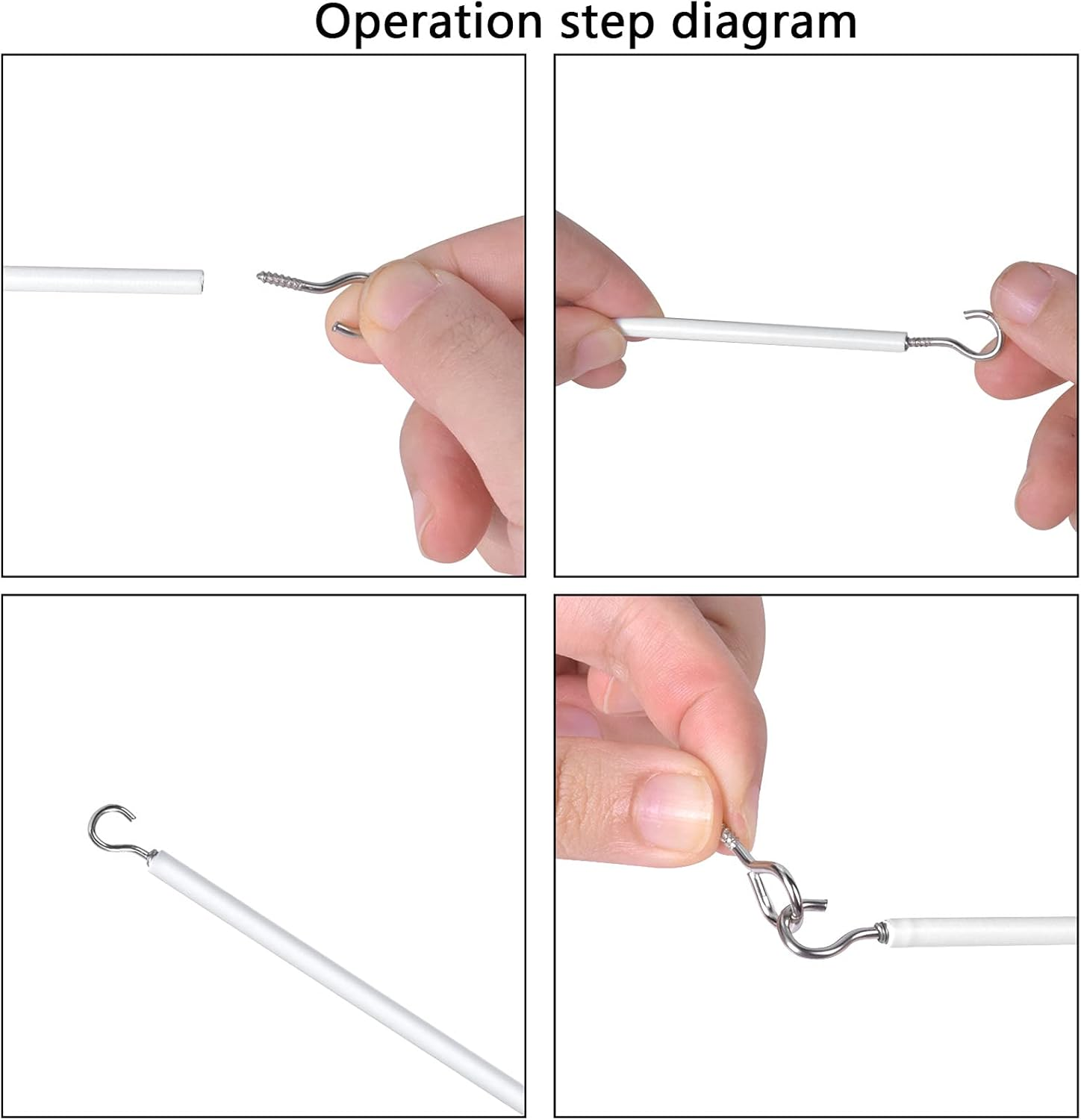 Curtain Wire and Hooks Set 5M Curtain Wire White, with 12 Pieces Hooks, Curtain Wire Kit, Curtain Wire White Window Cord Cable, for Hanging Curtains, Multipurpose Wire Suitable image number 2