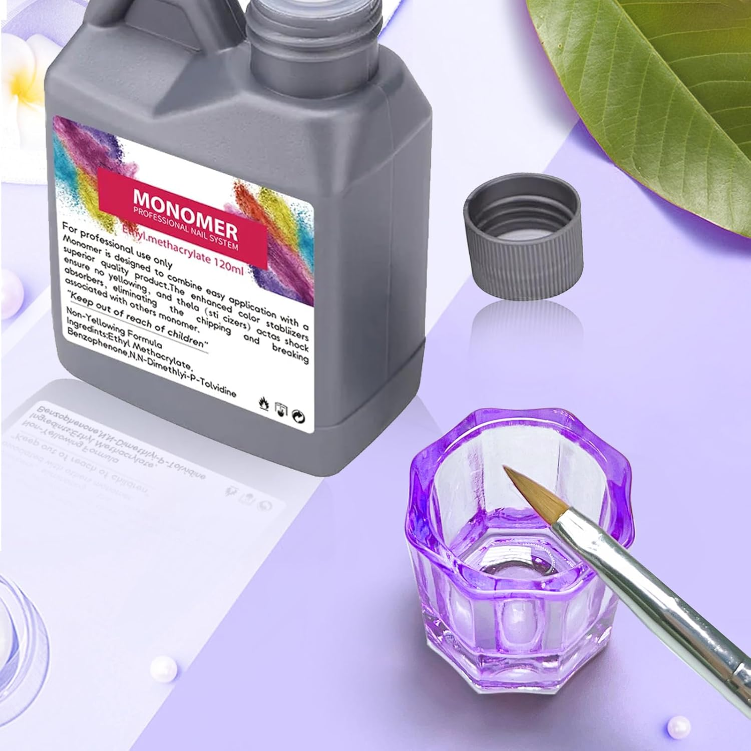 2 Pack Dappen Dish Cups for Nail Art Acrylic Liquid, Glass Nail Monomer Liquid Bowl Dampen Dish Acrylic Powder Holder, Acrylic Glass Jar for Nails (Hj-Napb055-Purple-2Pcs) image number 3