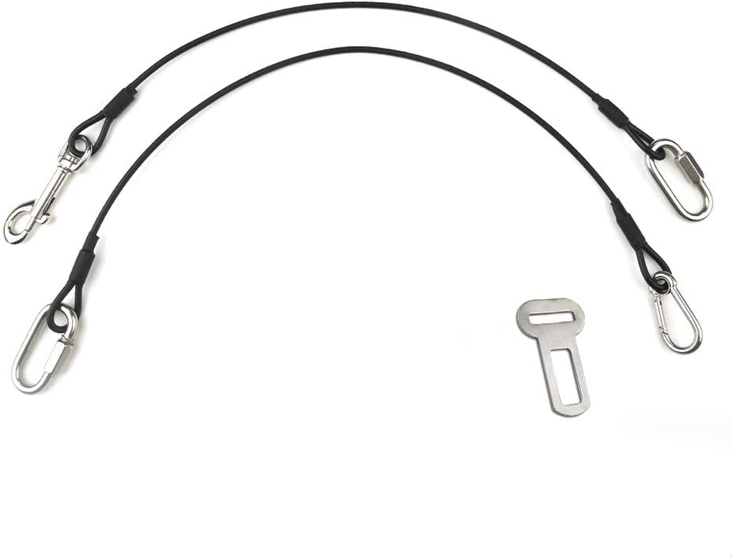 Sonku Dog Car Seat Belt Restraint, 2 Pcs Proof Steel Cable Safety Vehicle Belt Fit for Small,Medium,Large,And X-Large Dogs-Red