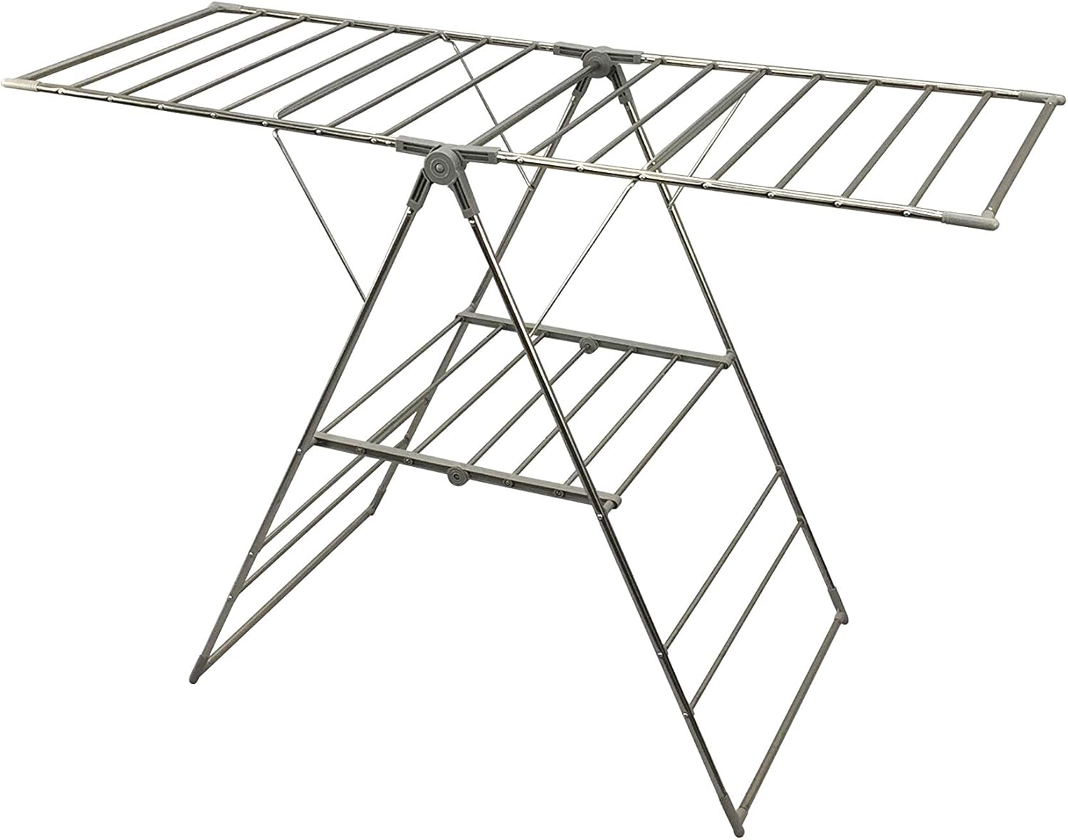 L.T. Williams Clothes Drying Rack, with Sock Clips, Metal Laundry Rack, Foldable, Space-Saving, Free-Standing Airer, with 2 Height-Adjustable Gullwings, Indoor Outdoor Us