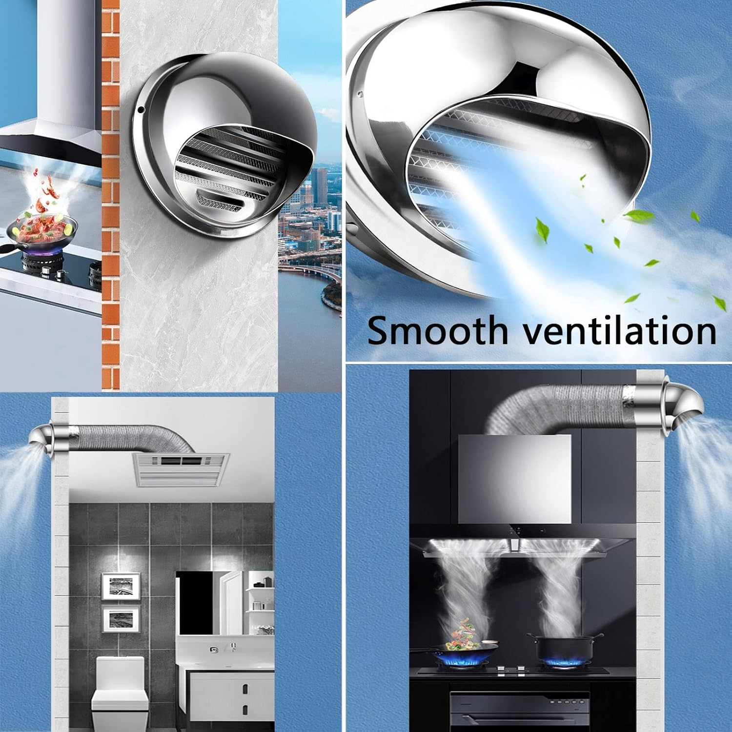 Vent Soffit Vents Exterior,Vent Cover, round Flat Ducting Cover Cover with Built-In Screen Mesh/1Pcs image number 2