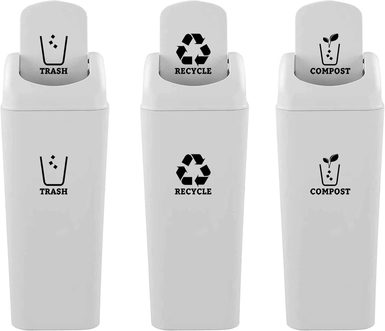XTRAYXRAY Trash Can Stickers Set of 3 Recycle Vinyl Decal Sticker for Trash Can, Compost Bin, Recycle Bin Symbol to Organize Trash Cans or Garbage Containers (Black)