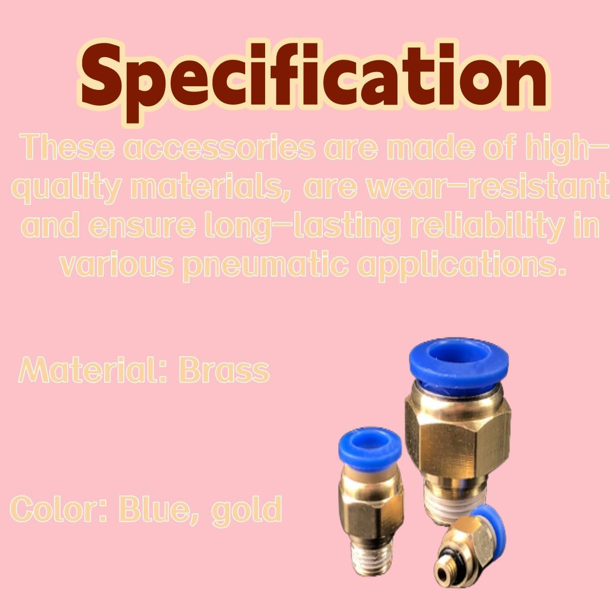 6PCS Straight Pneumatic Push to Quick Connect Fittings 1/4Npt Male X 8Mm Tube Od，Straight Push-Fit Air Fittings, Dual-Port Nylon Connectors, Push-To-Seal Hose Couplings image number 2