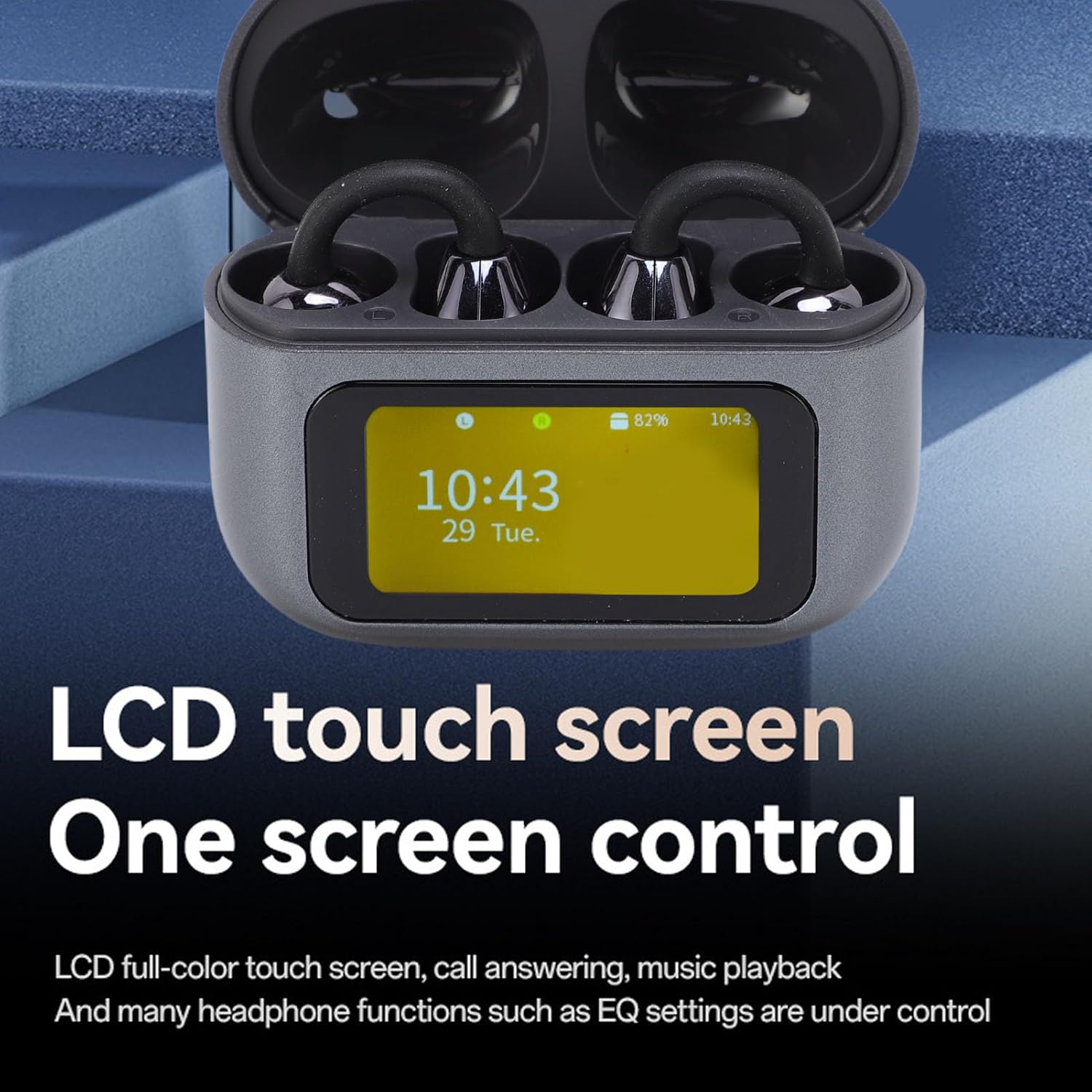 Plyisty Wireless Earbuds, Bluetooth 5.49 Sports Headphones, LCD Touch Screen Charging Case, Hifi Speaker, Directional Stable Transmission, for Training, Running (Black) image number 4