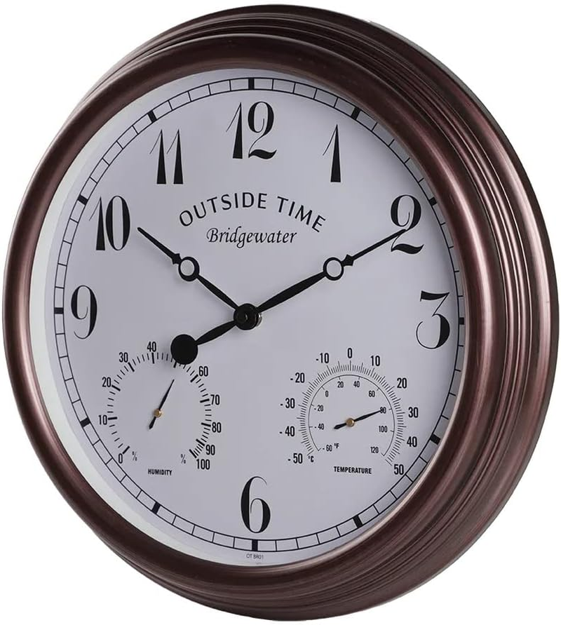 Outside Time Bridgewater Outdoor Wall Clock, 38Cm, Weatherproof, Thermometer and Hygrometer, Brown for Outdoor, Patio, Home or Garden D&eacute;cor (OT BR01) image number 4