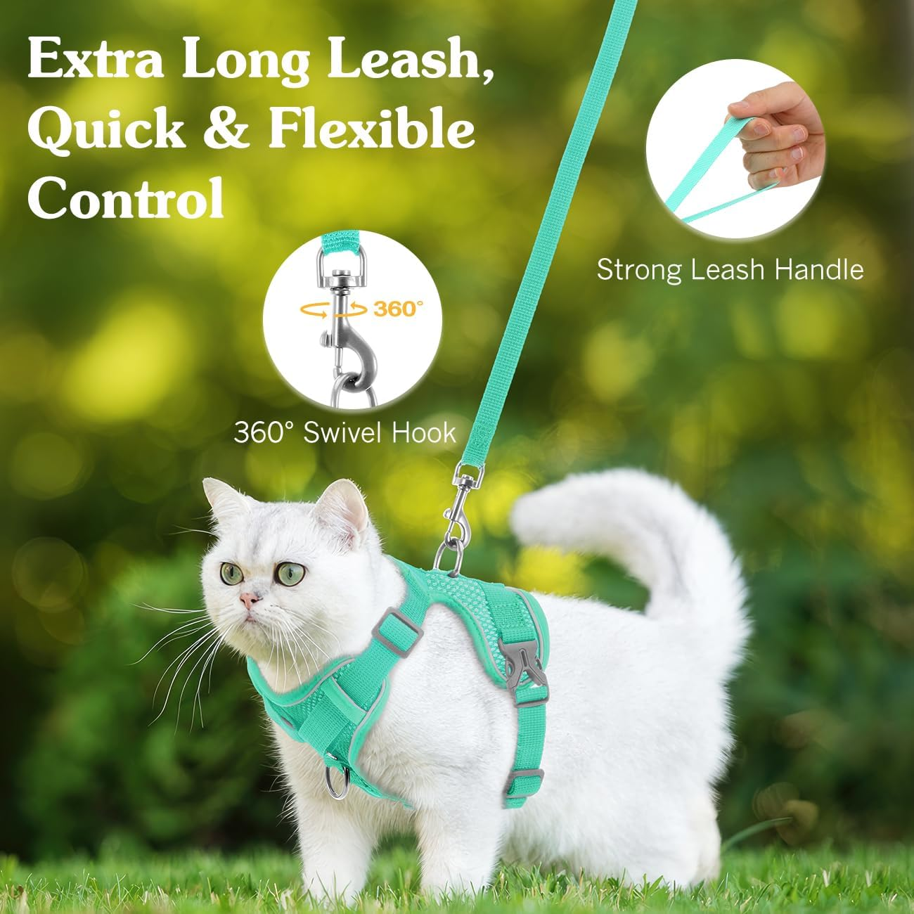 Vavopaw Cat Harness and Lead Set for Walks, Escape Proof Kitten Vest Harness with Reflective Strip, Adjustable Pet Safety Vest for Cats, Puppies, S, Blue image number 1