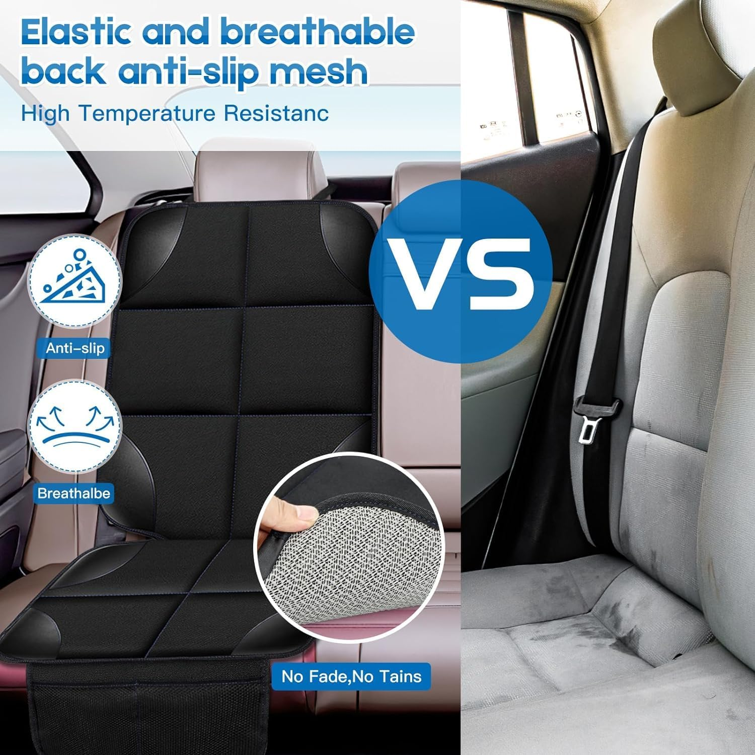 Car Seat Covers, 2 Pack Car Seat Protector for Child Seat,Non-Slip Padding Protector for Child Car Sea, Vehicle Seat Mat Protect Leather Seats with Organizer Pockets for SUV, Sedan, Truck image number 1