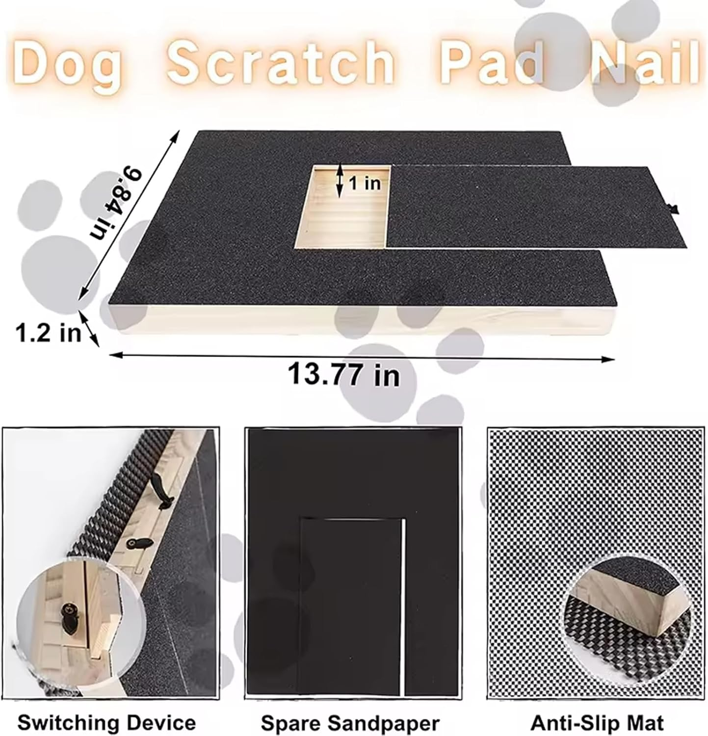 AIMALL Wooden Pull-Out Dog Scratching Board &ndash; Durable Pet Grooming Tool, Interactive Nail Trimmer for Home Use, Includes Replaceable Sandpaper