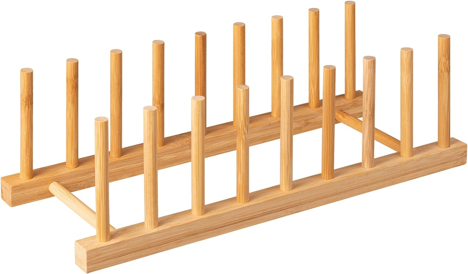 Hblife Bamboo Dish Plate Bowl Cup Book Pot Lid Cutting Board Drying Rack Stand Drainer Storage Holder Organizer Kitchen Cabinet（Keep Dry） image number 4