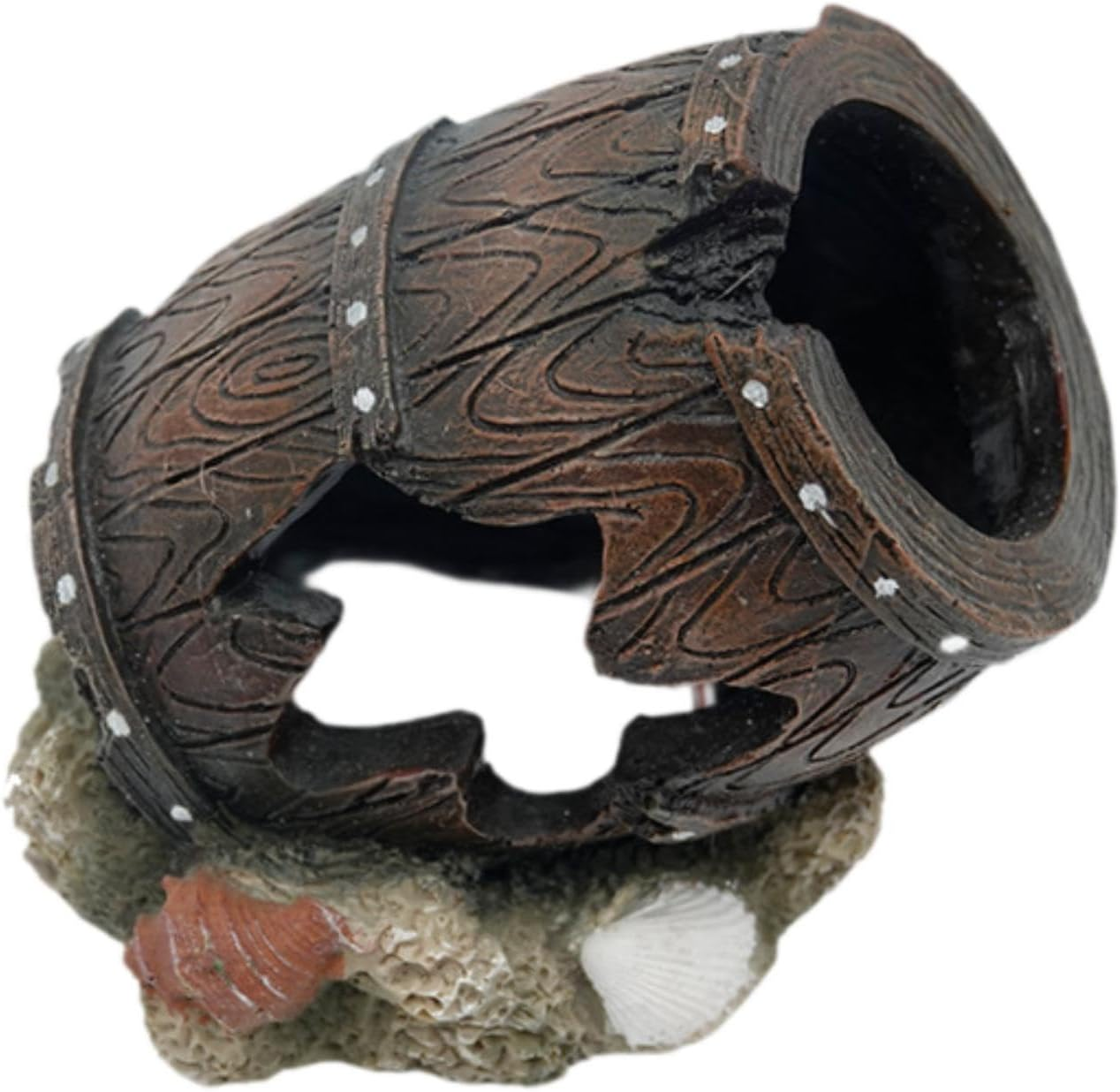 STARTIST Aquarium Decorations Fish Broken Barrel Decor Hiding Place Craft Aquarium Hideaway Barrel Rock Cave House Fish Tank Ornament