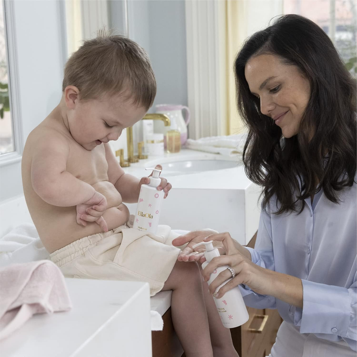 ELLAOLA Soothing Baby Lotion for Dry, Eczema Prone & Sensitive Skin with Jojoba Oil + Squalane - Moisturizing, Nourishing Lotion for Newborns, Babies & Kids, Fragrance Free | 7.8 Fl. Oz. image number 2