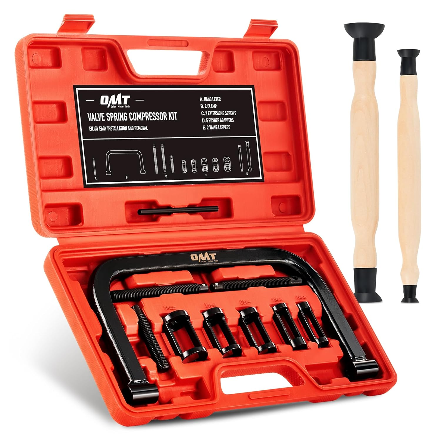 Orionmotortech 10Pcs Solid Valve Spring Compressor, Auto Compression Clamp Tool Service Kit for Motorcycle, ATV, Car, Small Engine Vehicle Equipment