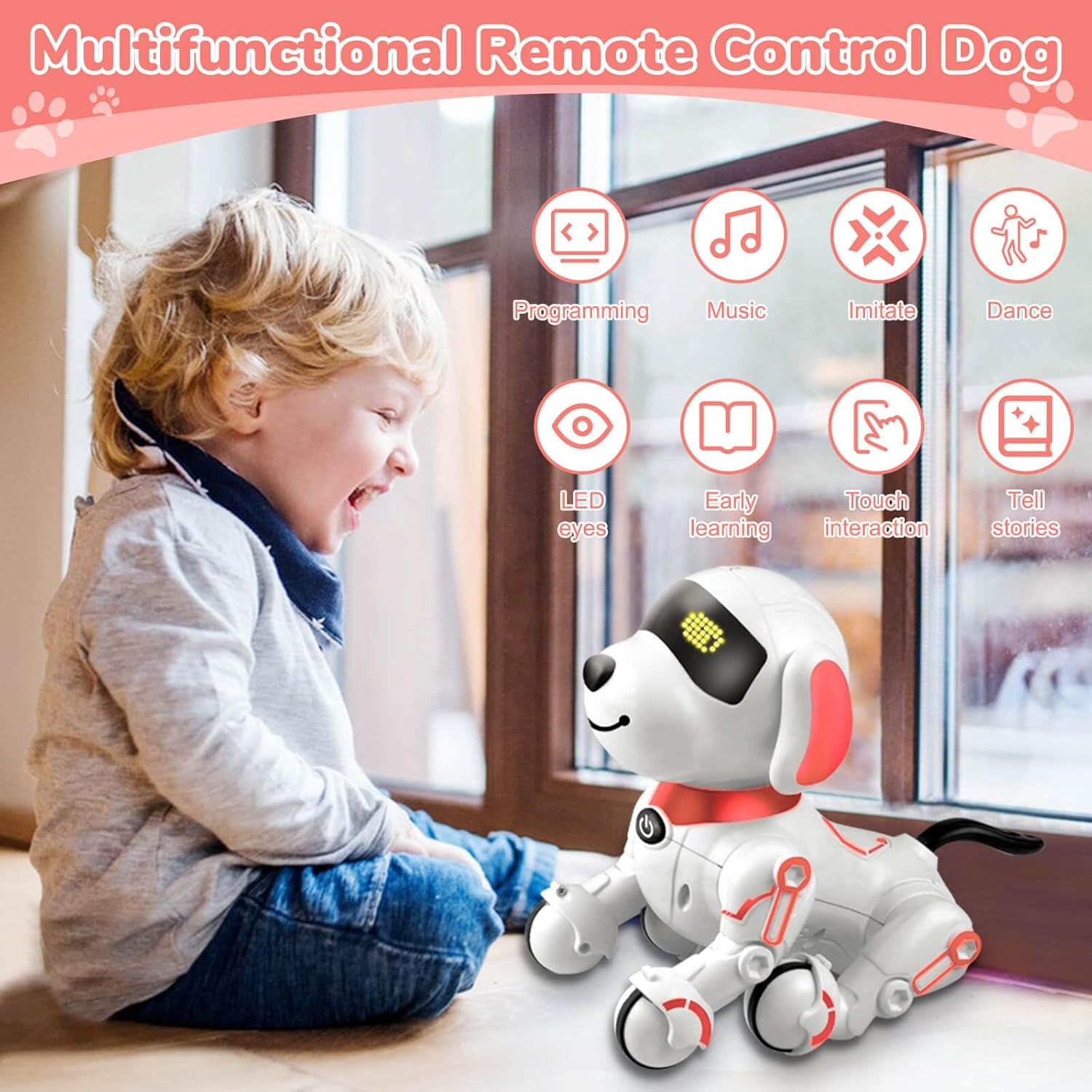 Robot Dog Toys for Kids 8 9 10 11 12, Remote Control Dogs, Robot Dog for Kids 8-12, Pet Robotic, Electric Dog Toy, Robotic Dogs, Toys for 5 6 7 8 9 10 11 12 Years Old Boys Girls, Pink, Y878 image number 5