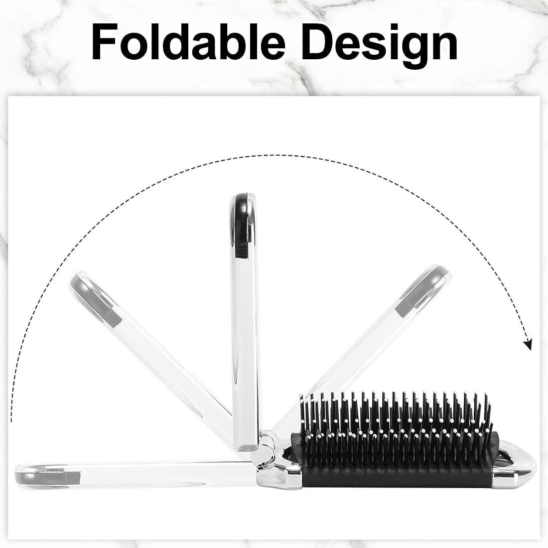 KIRZAX Foldable Travel Hair Brush, Pack of 2 Portable Hair Styling Combs, Hair Combs, Foldable Hair Brush with Mirror, Pockets Hair Comb, Hair Styling Comb for Men and Girls, Silver image number 5