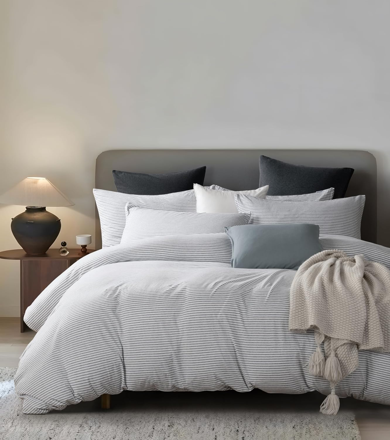 Gioia Casa 100% Jersey Cotton Quilt Cover Set - Ultra Soft, Comfy, Luxurious Duvet Cover - Hypoallergenic, Breathable Quilt Cover Set for Bedding - Forest Green - King Size