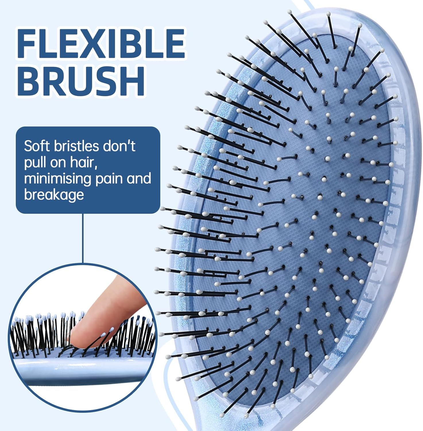 Daily Gard 2 Pack Detangler Hair Brush and Mini Hair Brush, Dry and Wet Hair Brush for Women Men Girls, Detangling Hairbrush for Wet/Dry/Curly/Thick/Long/Wavy/Damaged Hair, Blue - Green image number 4