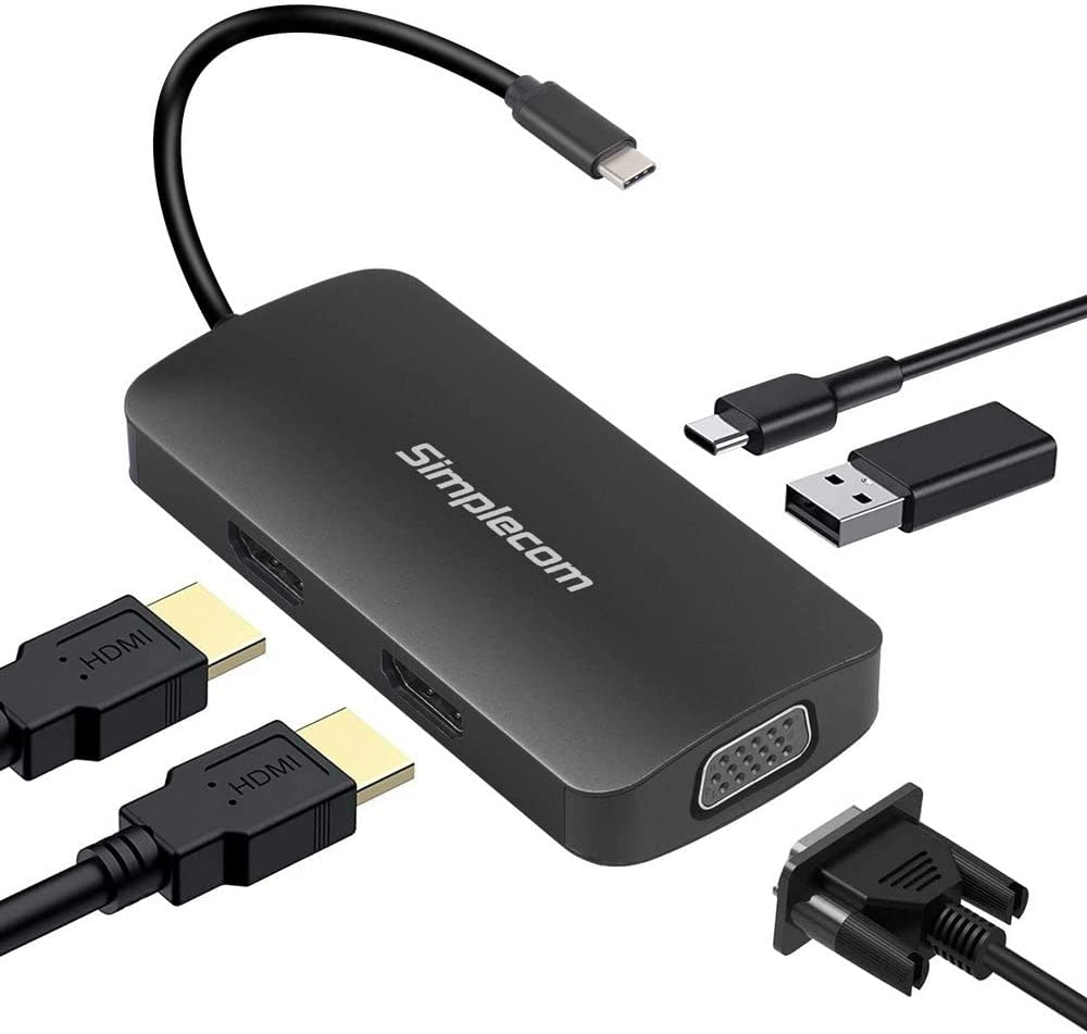 Simplecom DA450 5-In-1 USB-C Multiport Adapter MST Hub with VGA and Dual HDMI image number 2