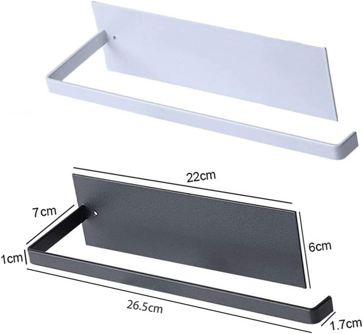 2 Pack Paper Towel Holder Self-Adhesive Wall Mounted Paper Towel Rack for Kitchen Heavy Duty Carbon Steel Paper Towels Rolls Holder under Counter for Bathroom Cabinets Towel Bar Rack (Black+White) image number 3