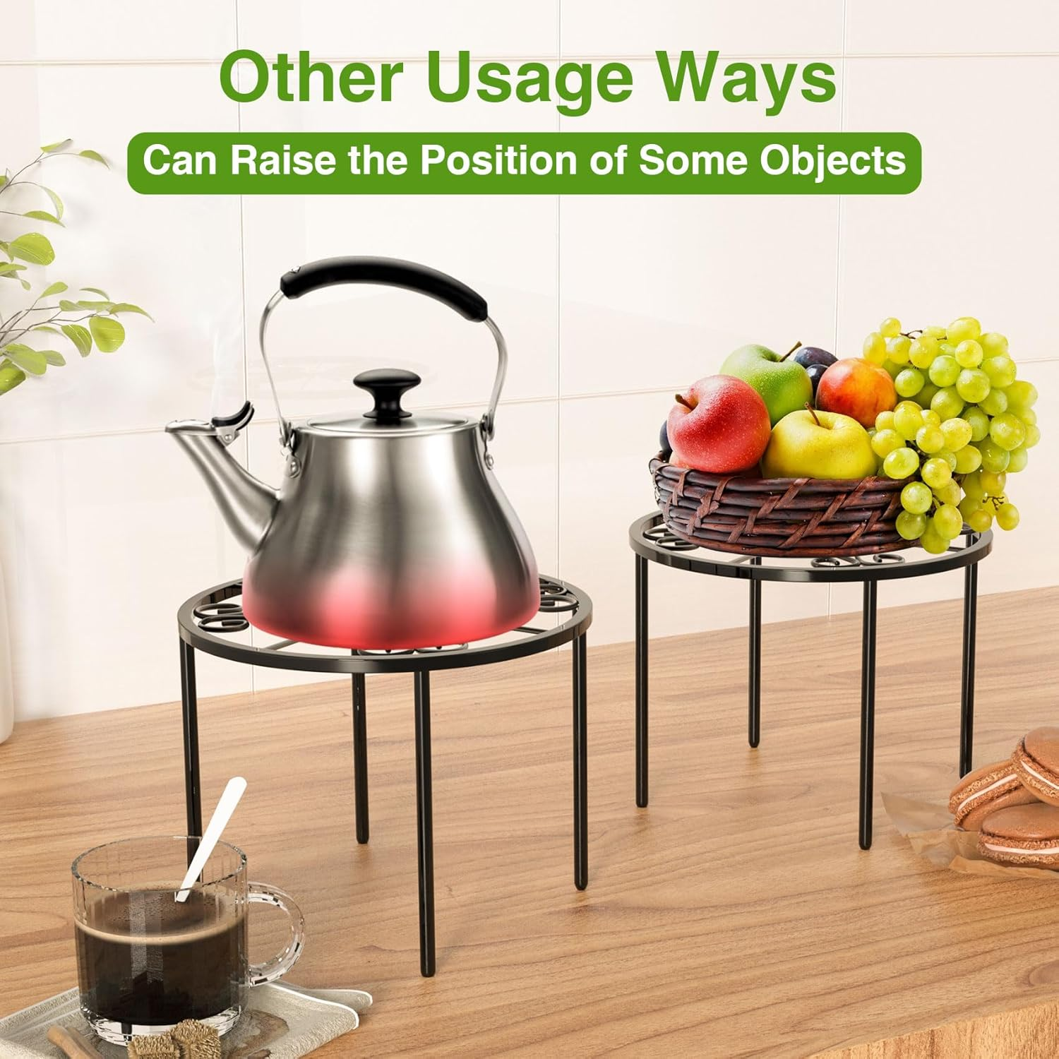 Metal Plant Stand, 11.41IN High Heavy Duty Potted Plant Holder, Small and Large Flower Pot Stand Anti-Rust, round Plant Rack for Room Indoor and Outdoor Courtyard, Gardens image number 6