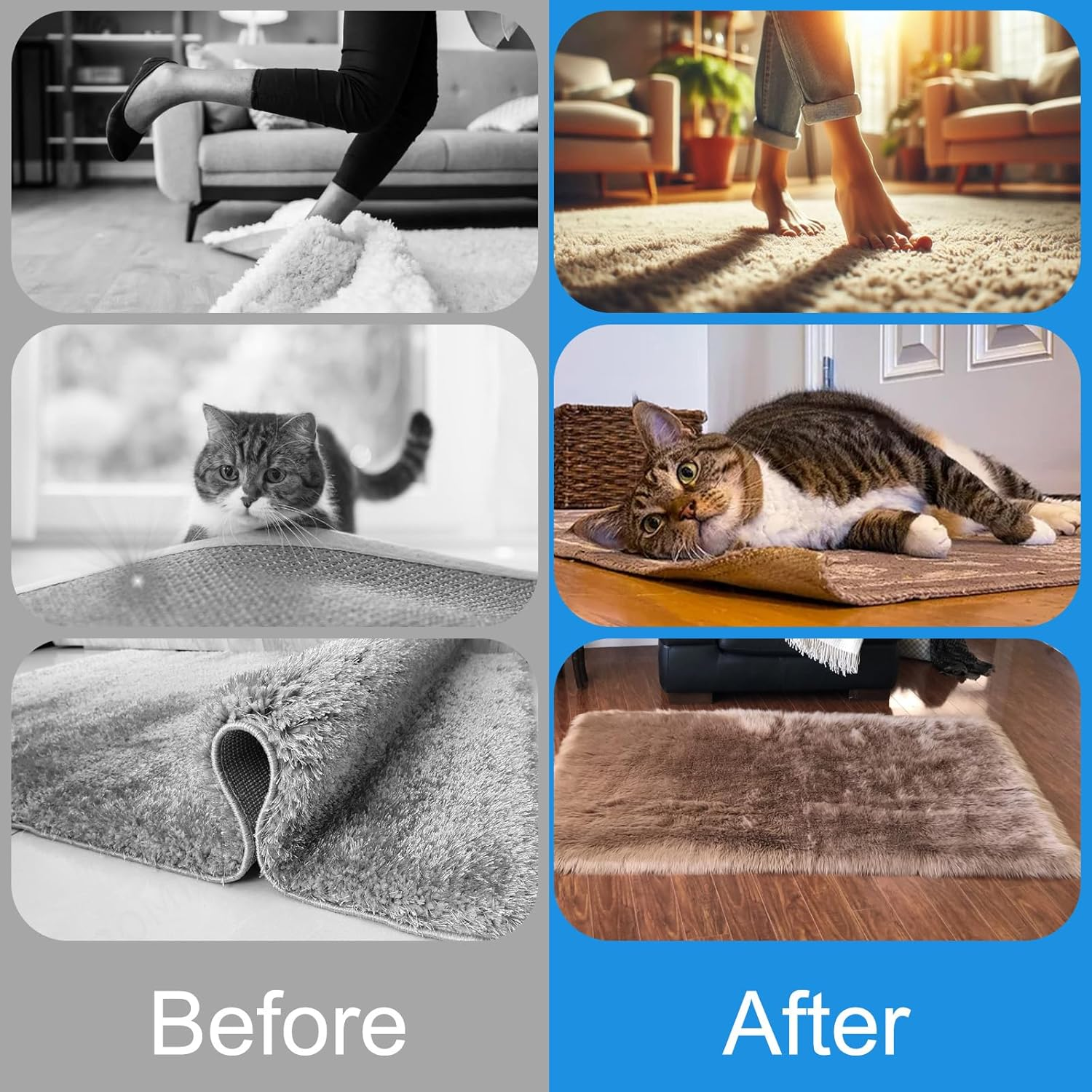 Rug Gripper 12 Pcs - Non Slip Carpet Tape for Hardwood Floors, Reusable Washable Double-Sided Adhesive, Anti-Curling Rug Pad (Black) image number 4