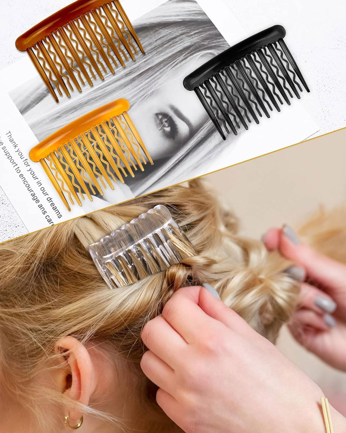 TPZORJX Pack of 6 Hair Combs for Clip-In, Hair Comb, French Twist Hair Combs, Plastic Side Combs with 17 Teeth Hair Comb for Girls and Women image number 1