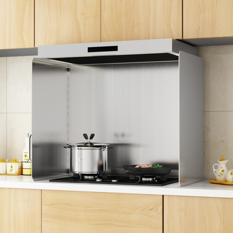 4 Sided anti Splatter Shield Guard, Foldable Grease Splash Guard, Stainless Steel Splatter Screens for Kitchen Gas Stove Frying Fine Mesh Oil Heat Insulation, 80 * 45 * 50Cm Extra Large image number 1