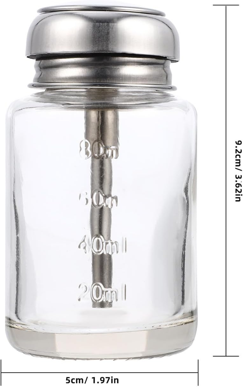 DECHOUS 100Ml Pumping Dispenser Glass Bottle with Lid Small Cosmetic Liquid Dispenser for Manicure and Home Use image number 6