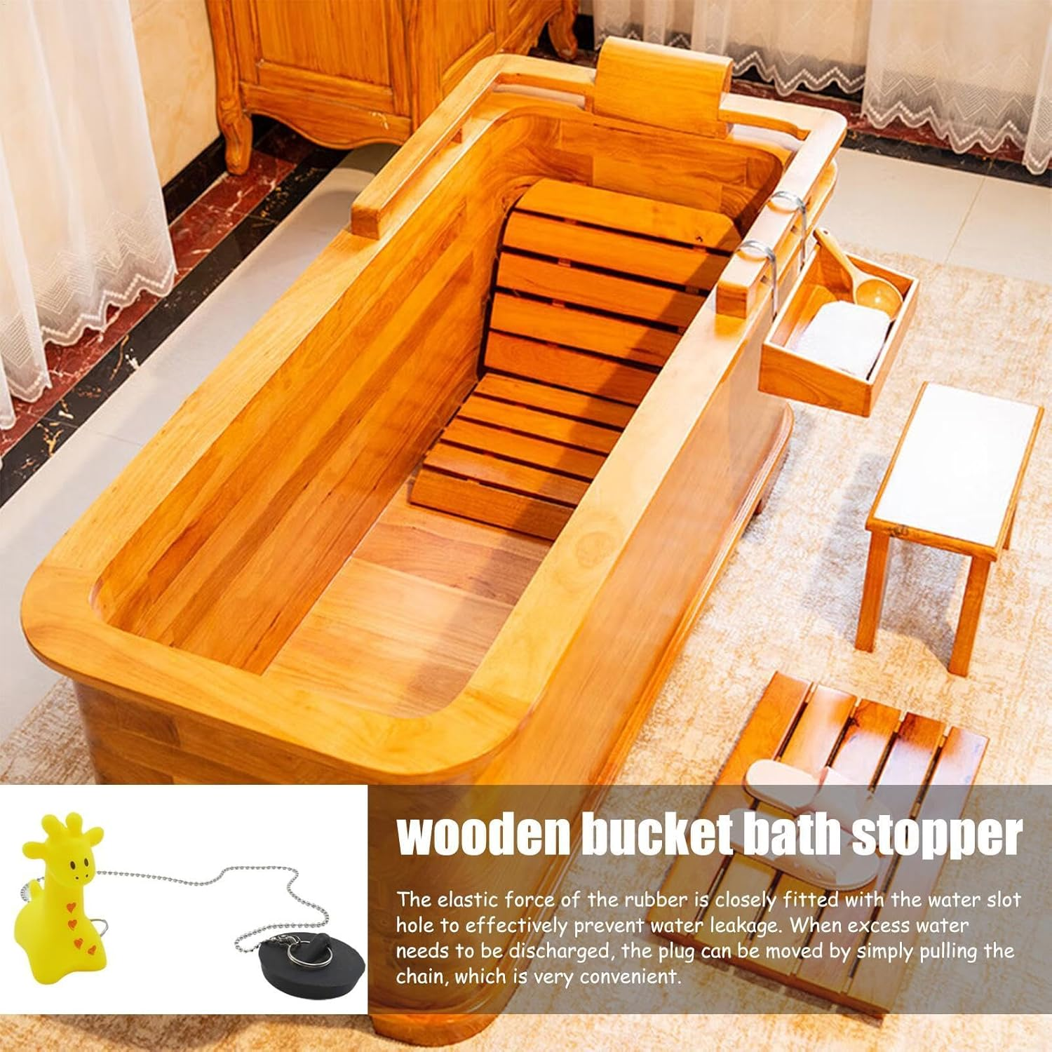 Rubber Bath Plug and Chain - Bath Plug with Chain Rubber | Floating Bath Tub Stopper and Chain | Cartoon Univeersal Drain Stopper Plug | Rubber Floating Bath Tub Stopper, Bathroom Sink Drain Stopper - B image number 6