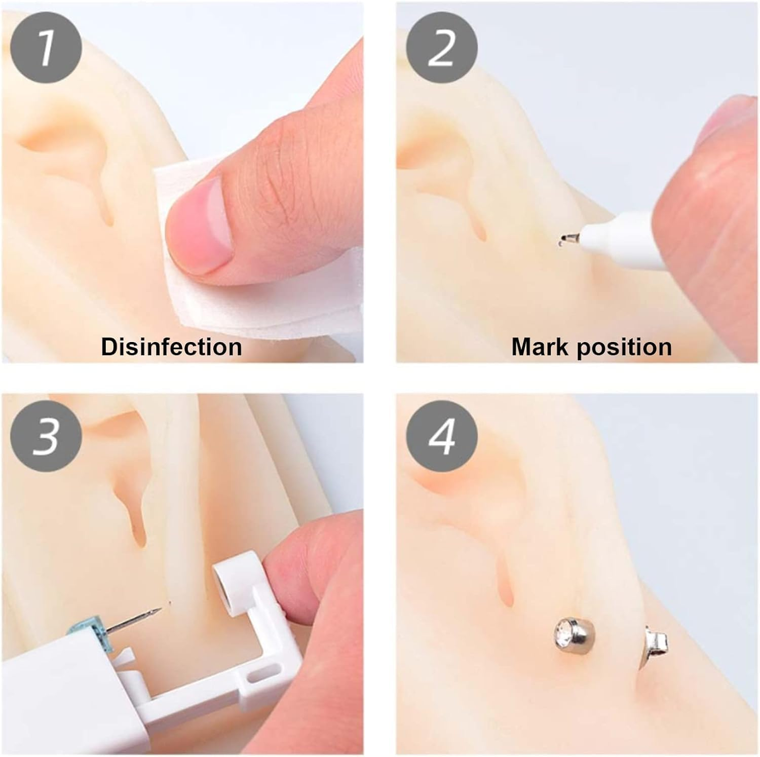 Ear Piercing Kit - 12PCS Portable Gun Set with Stud Earrings, Safety Tool for Men and Women image number 2