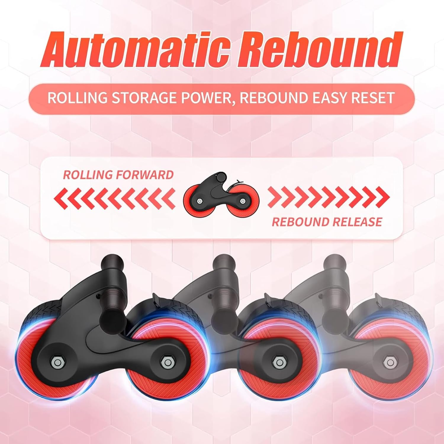 Ab Roller Wheel，Annuoyi Rebound Abdominal Wheel/Abdominal Exercise Equipment，Automatic Rebound Abdominal Wheel with Knee Mat,Suitable for Core Strength Training in Fitness Centers image number 6