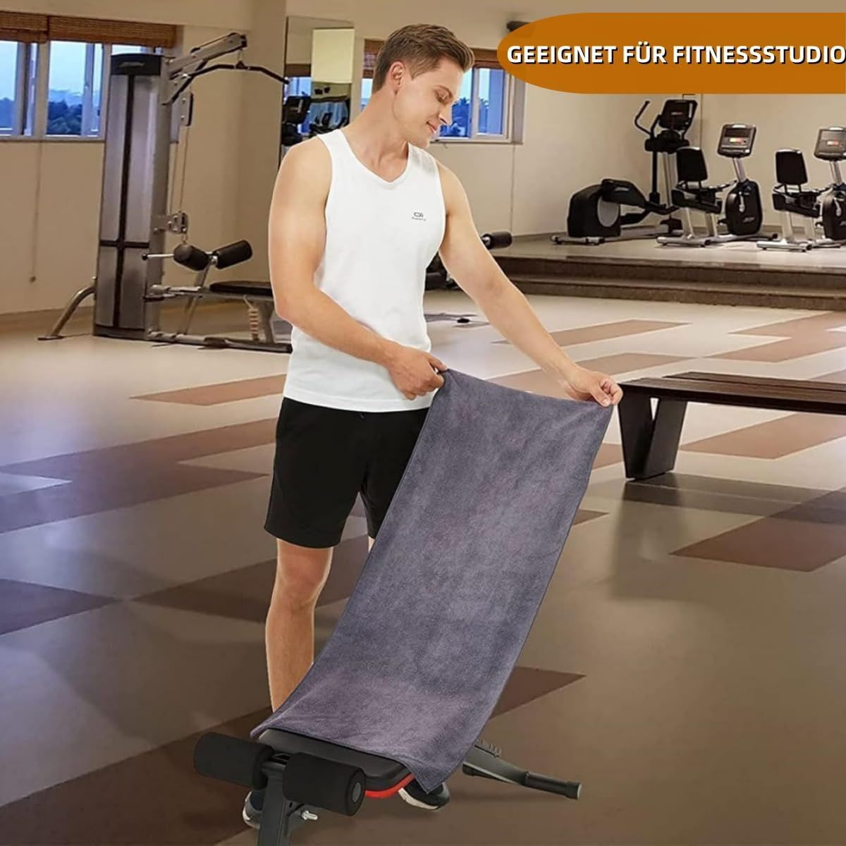 KLHCDUO Gym Towel with Zipper Pocket,53Inx19.7In, Suitable for Fitness Training and Sports, Microfiber Towel, Quick-Drying and Absorbent Sports Towel, Sweat Towel, Gym Beach Yoga Camping (Gray) image number 1