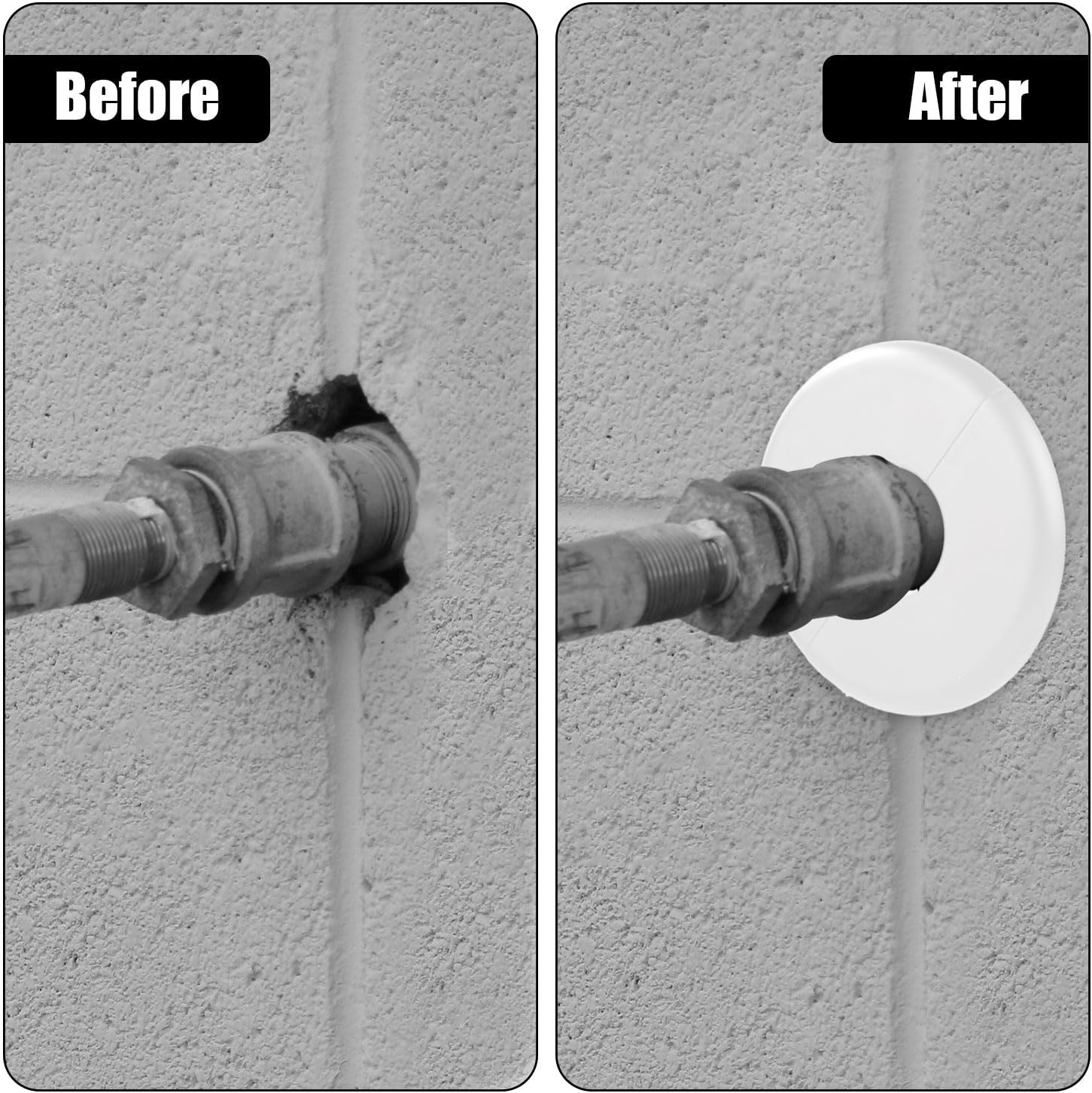 2Pcs Wall Split Flange, Self-Adhesive Escutcheon Plate for 17Mm/0.67In Diameter Water Pipes ABS round Plumbing Cover Plates with Buckle-Design for Faucet Kitchen Toilet (White) image number 4