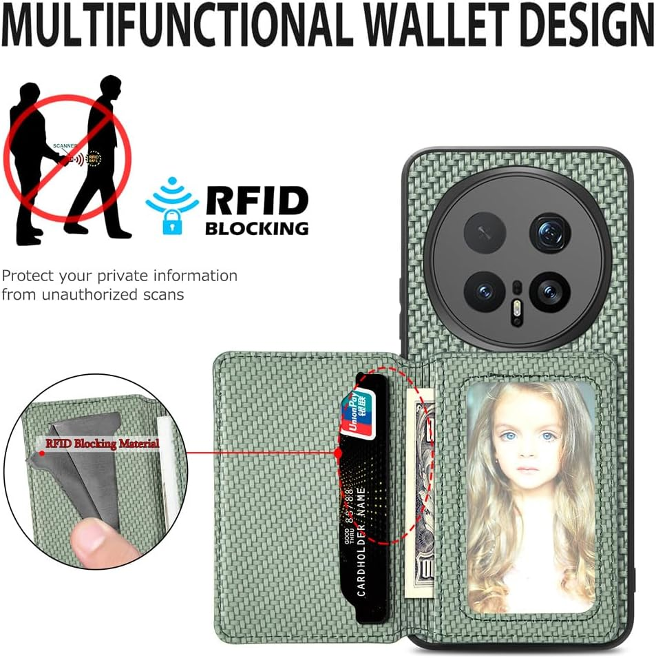 MOJIA Case for Honor Magic8 Pro/Magic 8 Pro, Ultra Thin TPU Non-Slip Shockproof Mobile Phone Case, Protective Cover with Card Pocket and RFID Shielding, Black