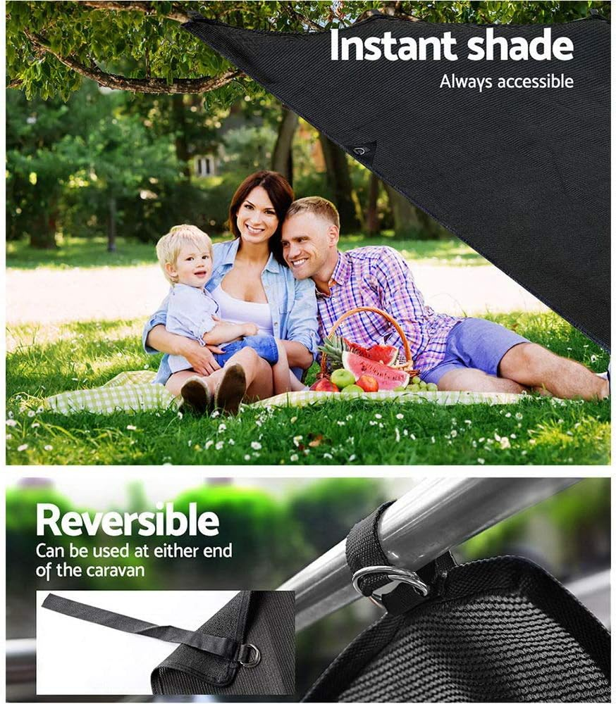 Privacy Screen Roll Out Awning 1.95X2.2M Sun Shade End Wall Side Black image number 1
