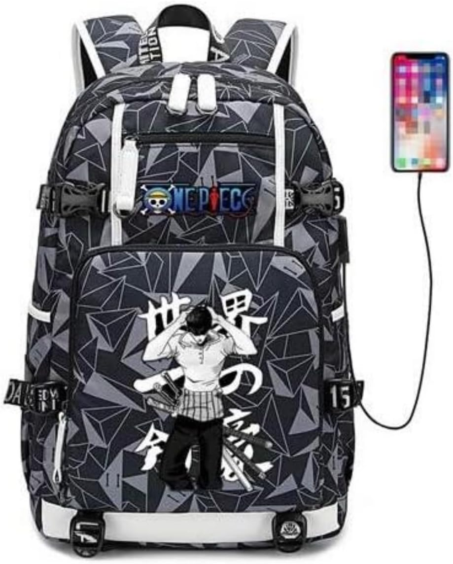 TTSM Character Backpack Onepiece Animated Game Roronoa Zoro Three Oxford Fabric Multi-Style Swordsman Soft and Comfortable Large Capacity Needs Gift Exquisite Daily Travel Bag