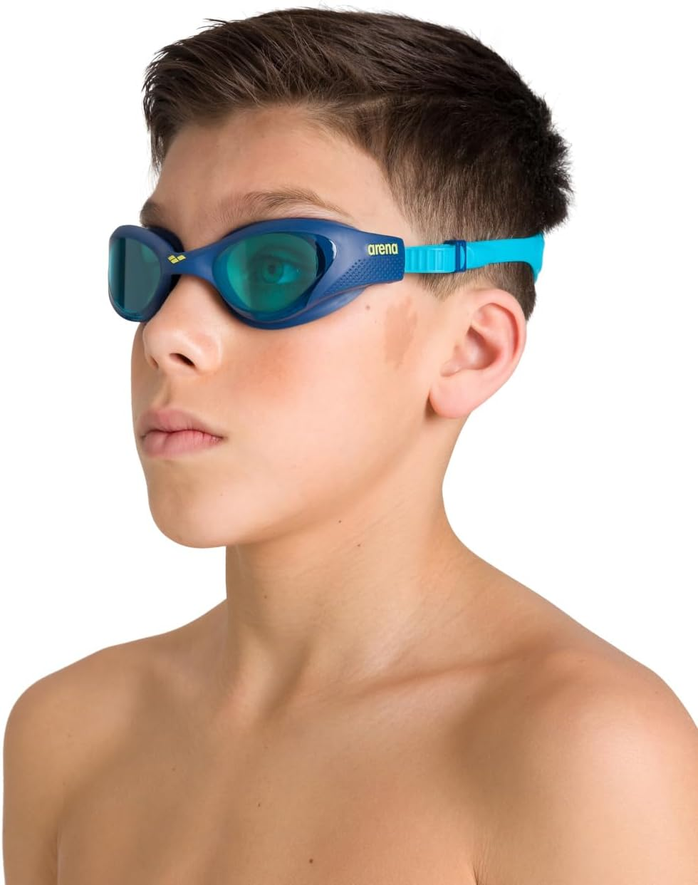 ARENA the One Junior Goggles, Comfortable, Unisex Anti-Fog Goggles with UV Protection and Adjustable Fit, for Children Age 6-12 - Light Blue/Red image number 4