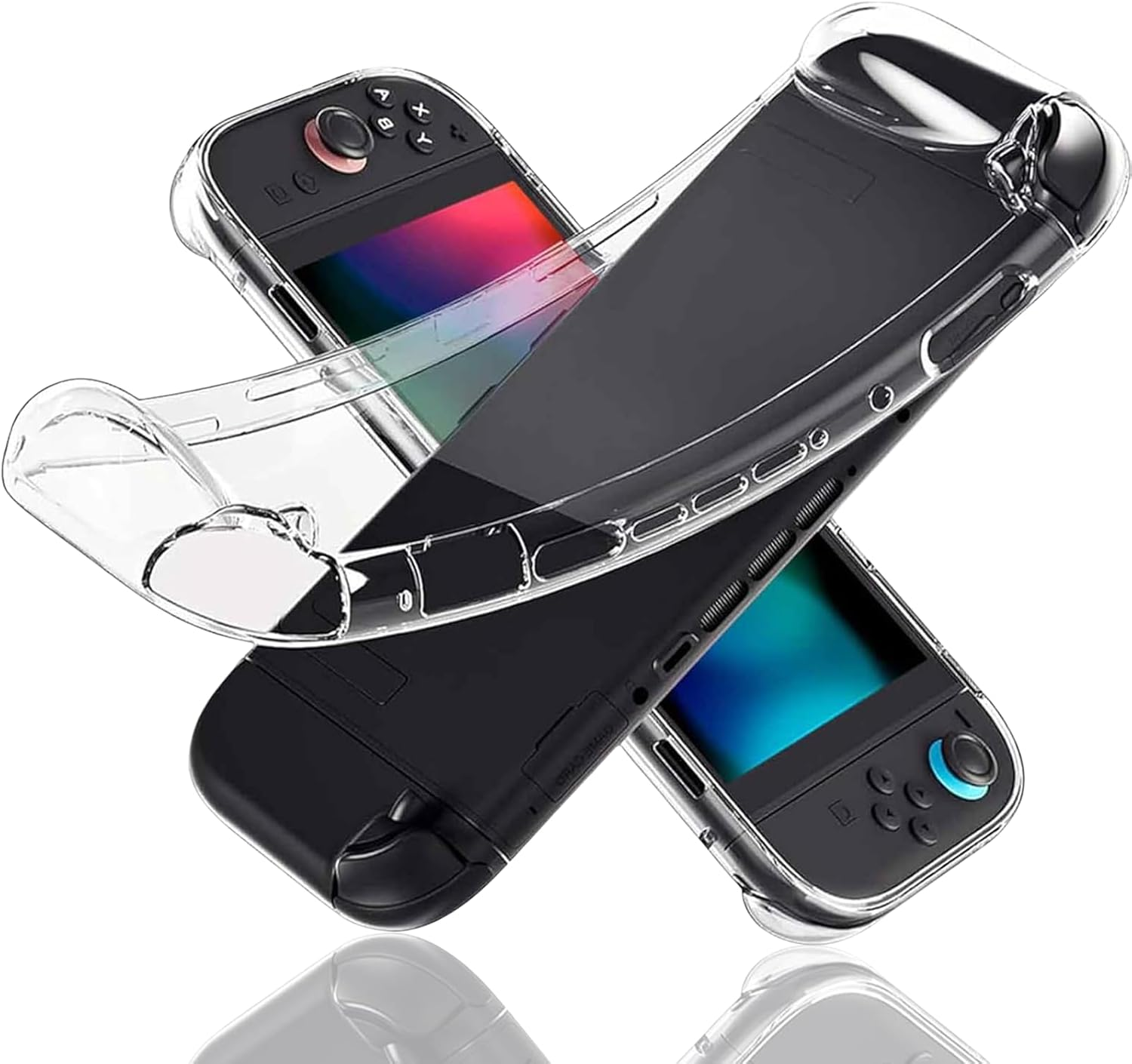 Protective Case Compatible with Switch 2, Soft TPU & Hard PC Full-Body Protection Clear Case for Switch 2, Shock-Absorption Cases, Anti-Scratch, Ergonomic Grip Cover image number 2