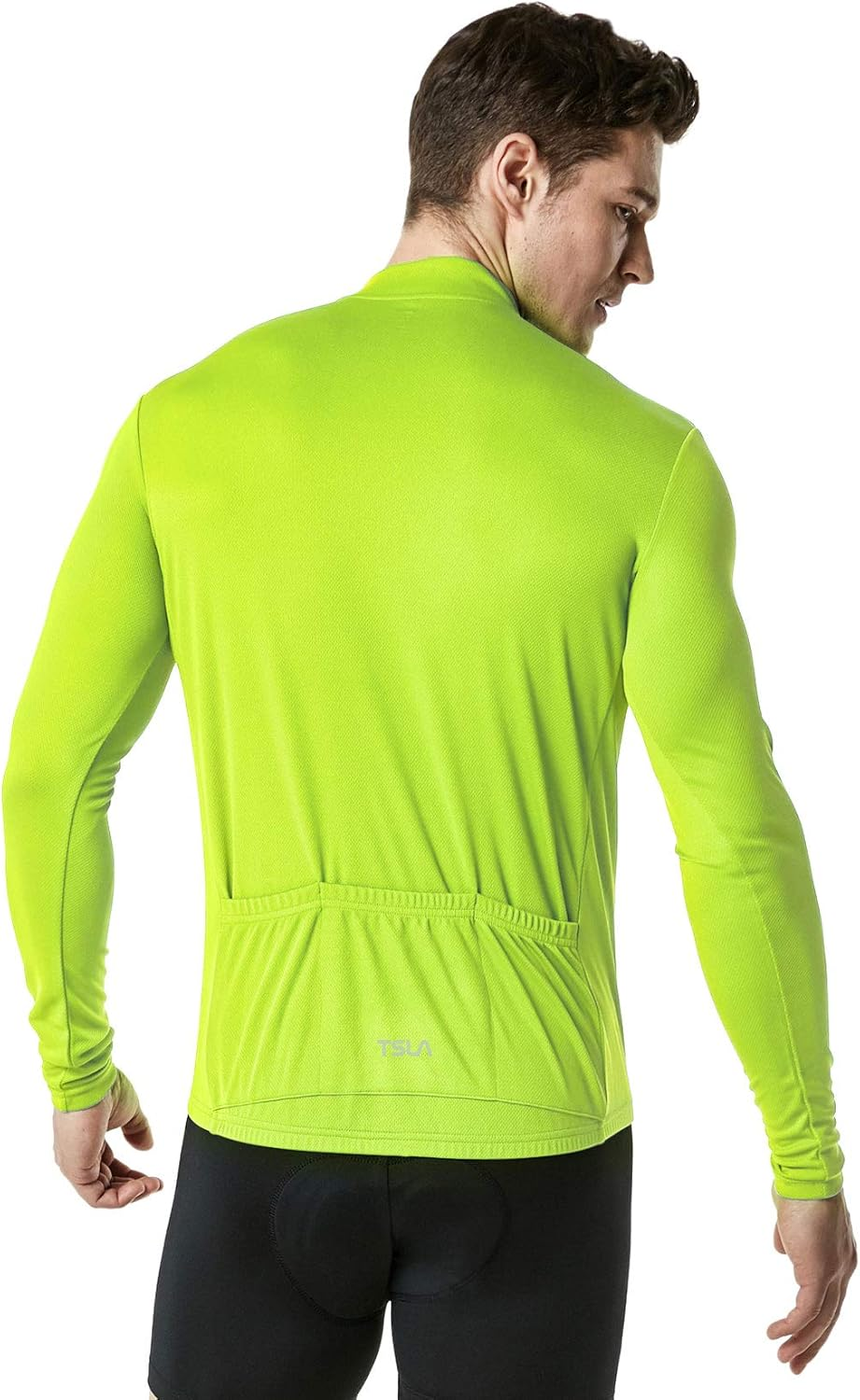 TSLA Men'S Long Sleeve Bike Cycling Jersey, Quick Dry Breathable Reflective Biking Shirts with 3 Rear Pockets image number 3