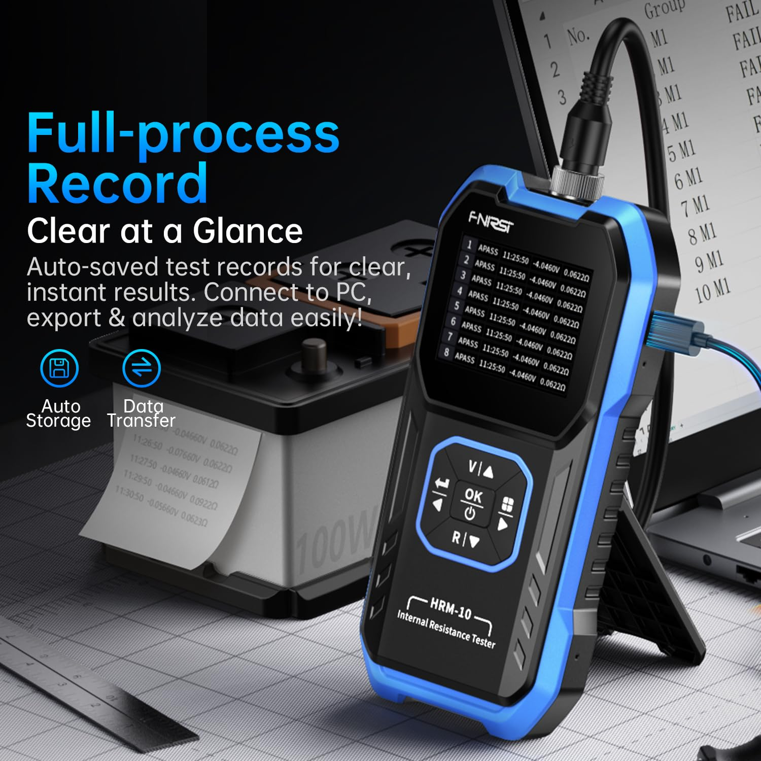 FNIRSI HRM-10 Voltage Internal Resistance Battery Tester, Milliohmmeter 100V 200&Omega;, Car Battery Tester, Battery Checker Tester for All Types of Batteries, AAA AA Battery, Household Battery Analyzer image number 3