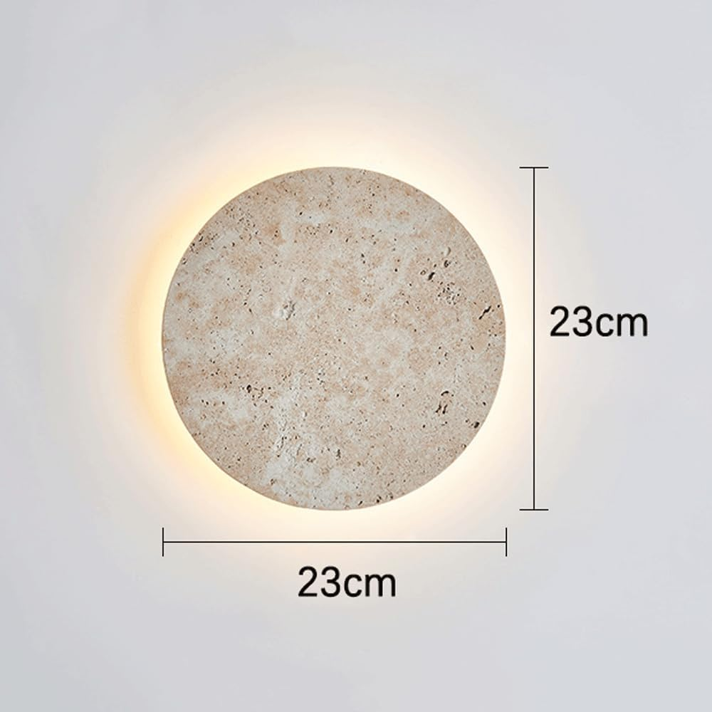 Nordic Style Stone Wall Lamp Natural Yellow Travertine Lampshade Wall Sconce round Indoor Interior Wall Lights for Living Room Dinning Room Corridor Study Home Lighting Decoration 220V image number 2