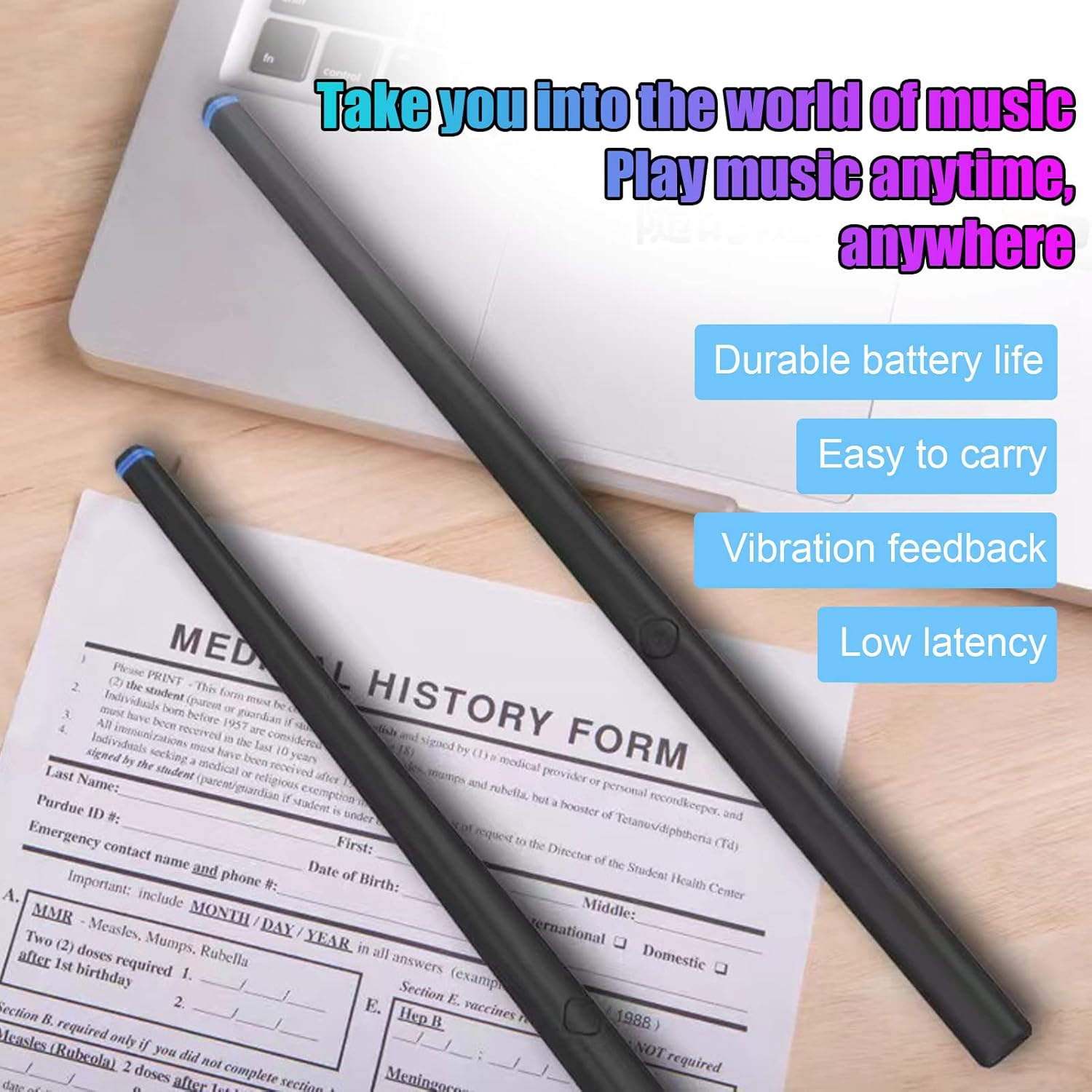 Electronic Drum Kit, Somatosensory Drum Kit Support Midi BT, Virtual Air Drumsticks, Portable Digital Midi Practice Drum Stick, Air Electronic Drum Kit for Children Beginners