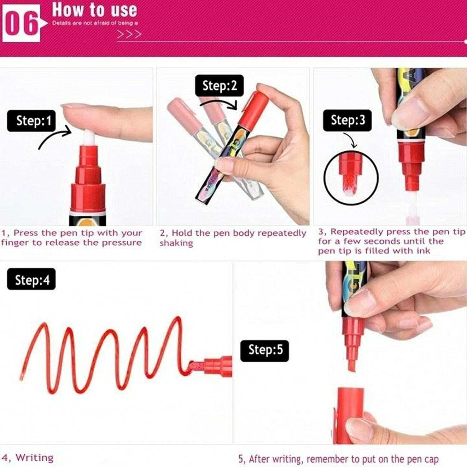 8Pcs 3/6/15Mm Liquid Chalk Marker Pens LED Writing Board Glass Art Pen Window (6) image number 3