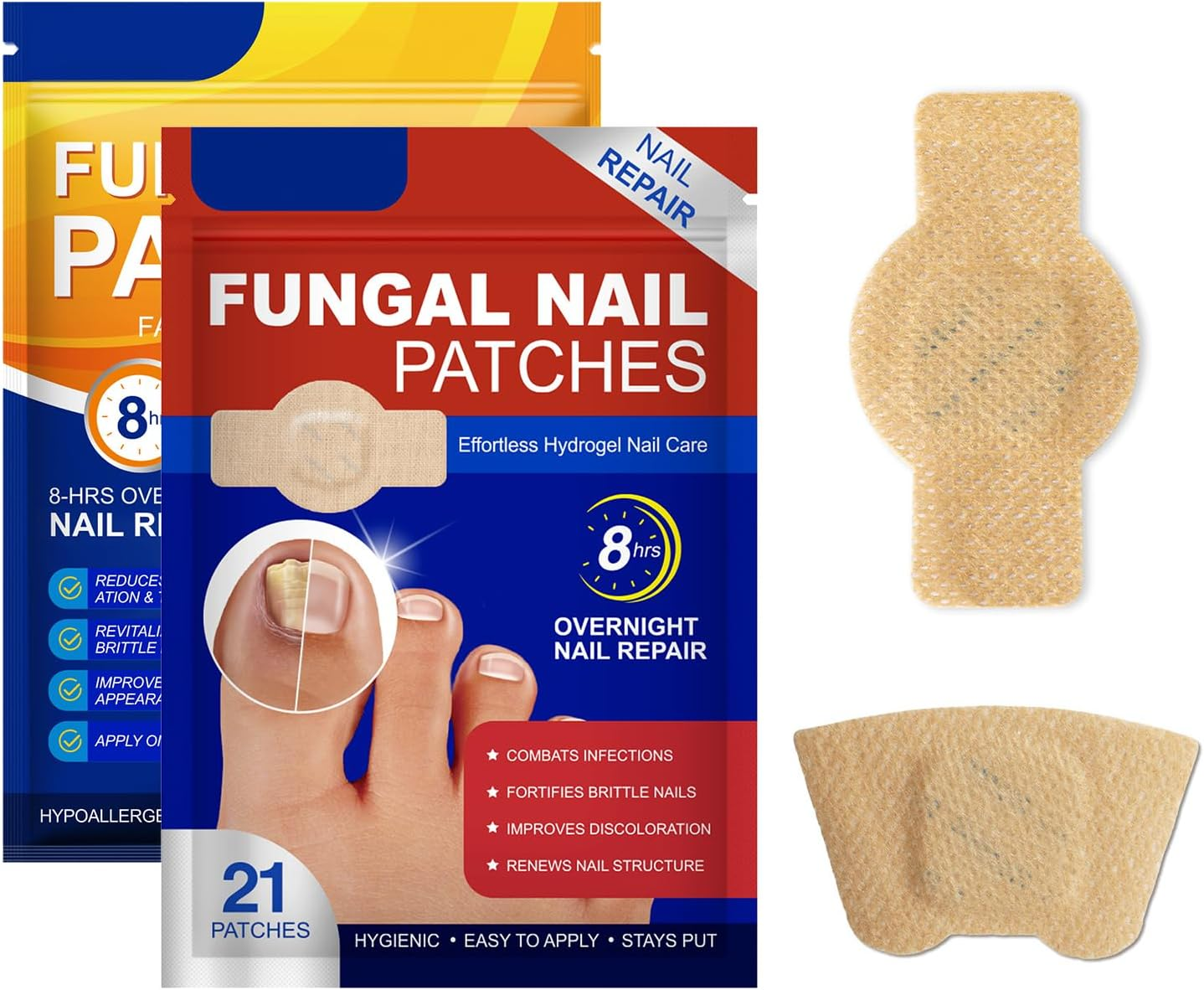 32 PCS+21 PCS Fungal Nail Patches, Toenail Treatment Patch, Nail Repair for Damaged Nails, Improve Toenail Texture, Restore Discoloration and Thickness, Suitable for Both Men and Women image number 6