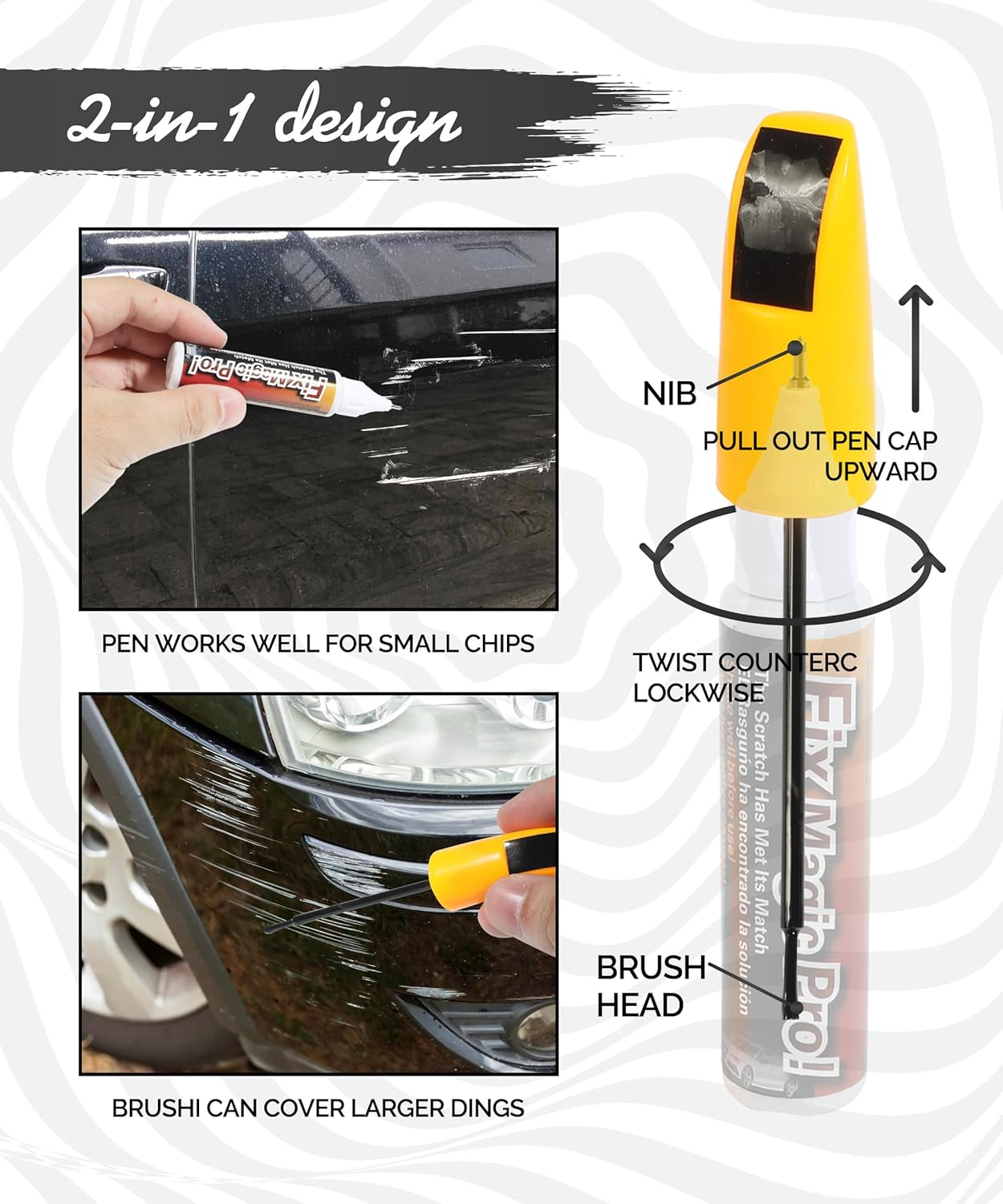 Flaconi Car Scratch Remover, Car Paint Pen, Paint Pen Car, Car Paint Repair, Paint Pen for Car, Car Scratch Pen, Suitable for Scratch Repairs of Most Cars, Motorcycles, Trailers (Black) - Black image number 1